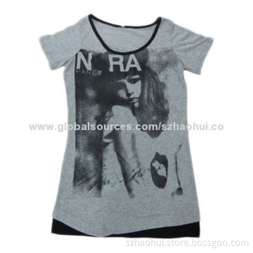 Women's 100% Cotton Fashion Design T-shirt with Silkscreen Printing, OEM Orders Welcomed